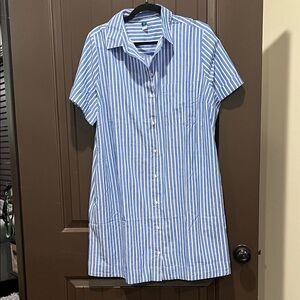 Old Navy Blue and White Striped Shirt Dress